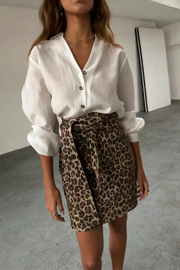 Never Fully Dressed Skirts Leopard Lucia Mini Denim Jaspre Skirt 8211 Women