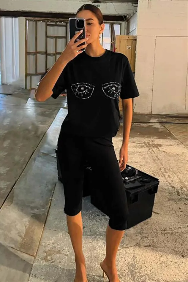 Never Fully Dressed Tops and TShirts Black Jewel Bust T Shirt 8211 Women