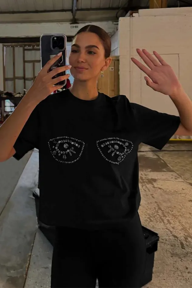 Never Fully Dressed Tops and TShirts Black Jewel Bust T Shirt 8211 Women