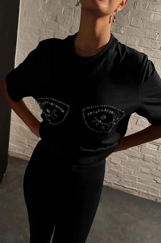 Never Fully Dressed Tops and TShirts Black Jewel Bust T Shirt 8211 Women