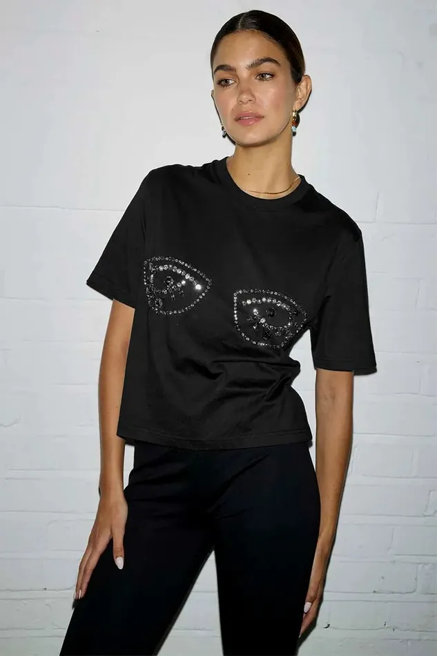 Never Fully Dressed Tops and TShirts Black Jewel Bust T Shirt 8211 Women