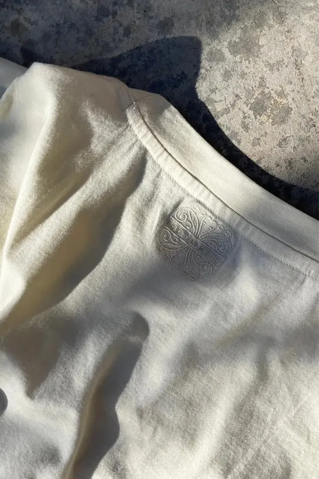 Never Fully Dressed Tops and TShirts Cream Beaded Logo Tshirt 8211 Women
