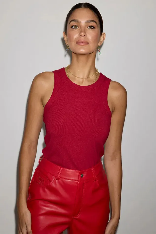 Never Fully Dressed Tops and TShirts Deep Red Rib Tank Top 8211 Women