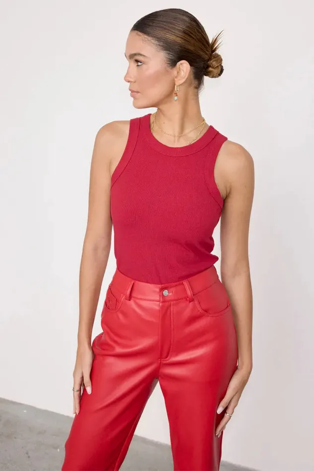 Never Fully Dressed Tops and TShirts Deep Red Rib Tank Top 8211 Women