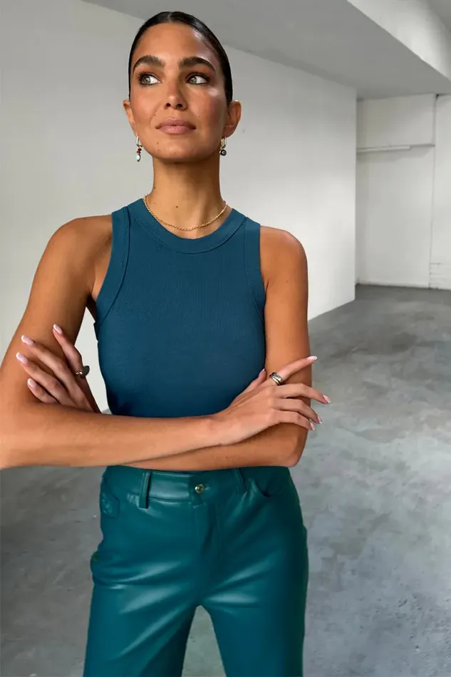 Never Fully Dressed Tops and TShirts Teal Rib Tank Top 8211 Women