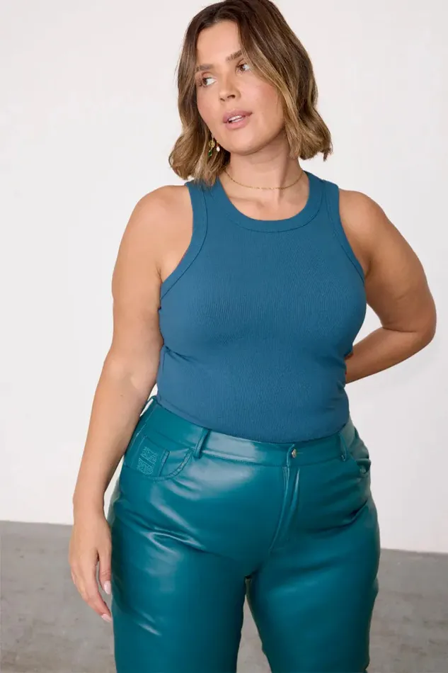 Never Fully Dressed Tops and TShirts Teal Rib Tank Top 8211 Women