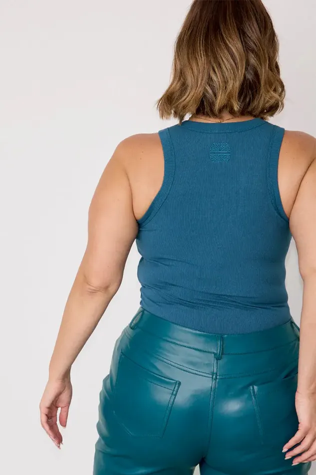 Never Fully Dressed Tops and TShirts Teal Rib Tank Top 8211 Women