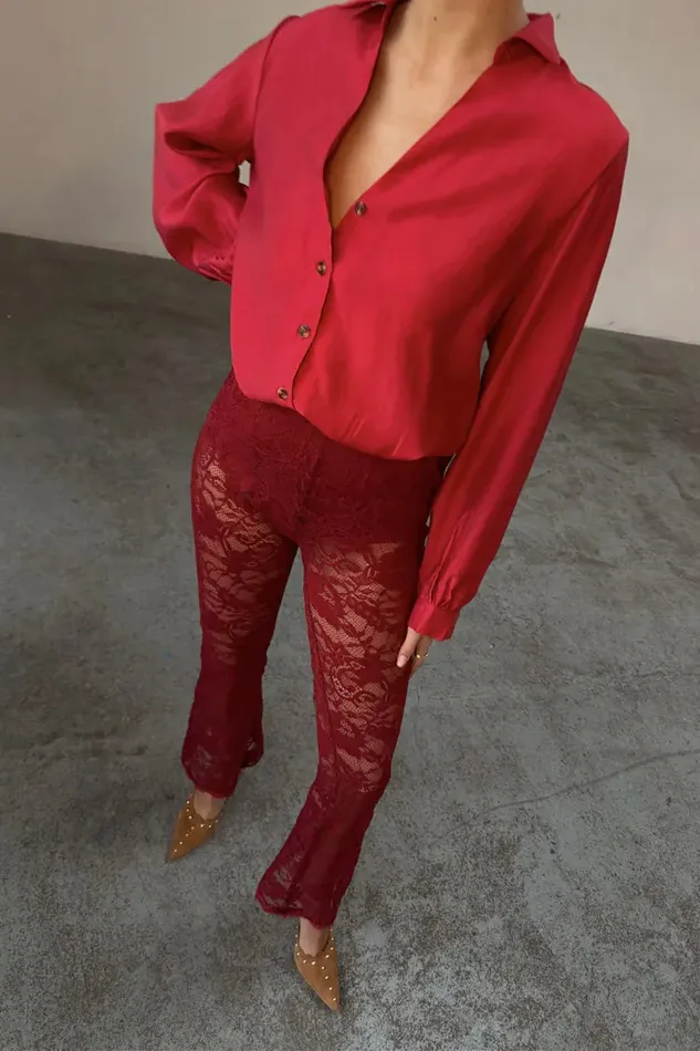Never Fully Dressed Trousers and Shorts Burgundy Lace Diva Trousers 8211 Women Never Fully Dressed Trousers and Shorts Burgundy Lace Diva Trousers 8211 Women