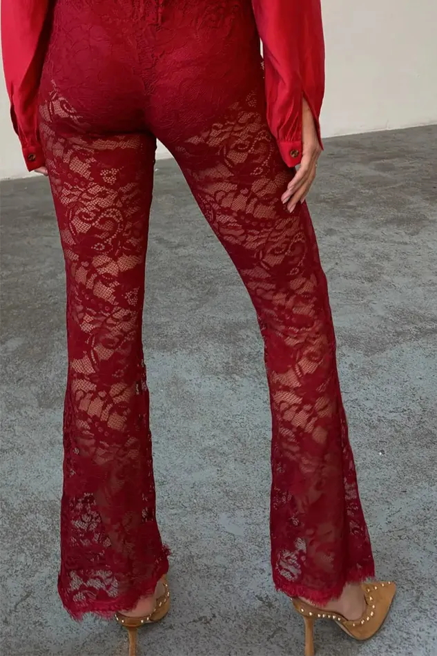 Never Fully Dressed Trousers and Shorts Burgundy Lace Diva Trousers 8211 Women