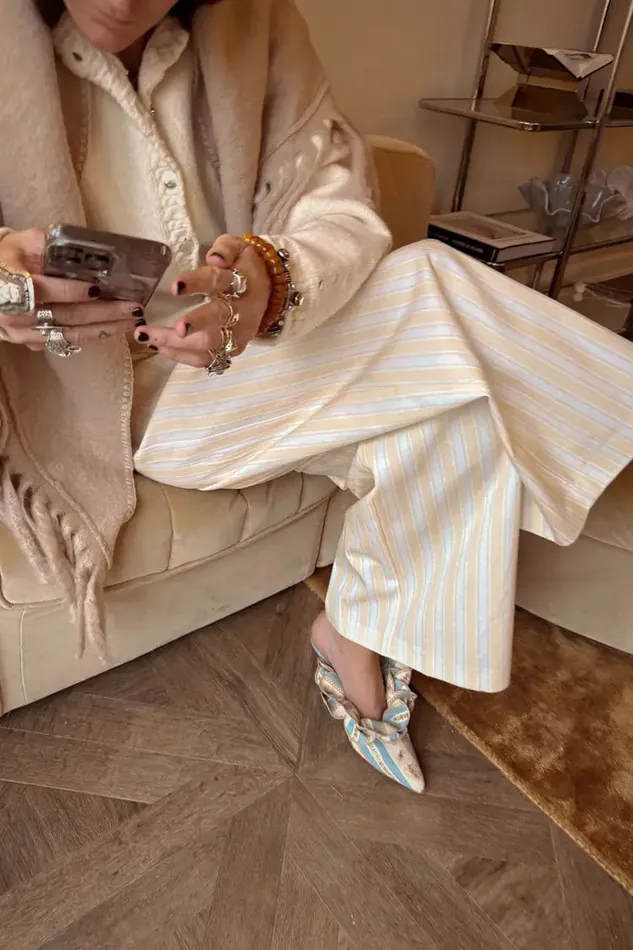 Never Fully Dressed Trousers and Shorts Butter Yellow Stripe Suki Trousers 8211 Women Never Fully Dressed Trousers and Shorts Butter Yellow Stripe Suki Trousers 8211 Women