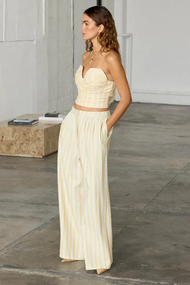 Never Fully Dressed Trousers and Shorts Butter Yellow Stripe Suki Trousers 8211 Women