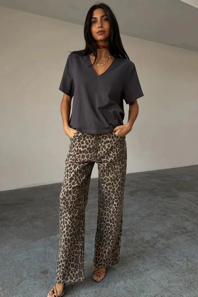 Never Fully Dressed Trousers and Shorts Leopard Lucia Scallop Detail Jeans 8211 Women