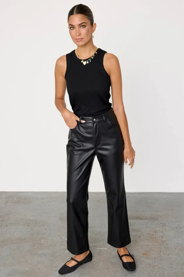 Never Fully Dressed Vegan Leather Black Vegan Leather Trousers Petite 8211 Women