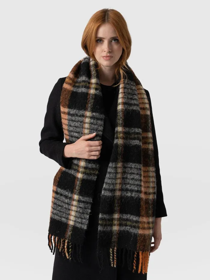 Nora Check Scarf 8211 Orange Orange Women Saint And Sofia Scarves and Hats