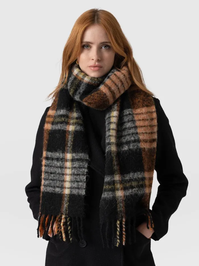 Nora Check Scarf 8211 Orange Orange Women Saint And Sofia Scarves and Hats