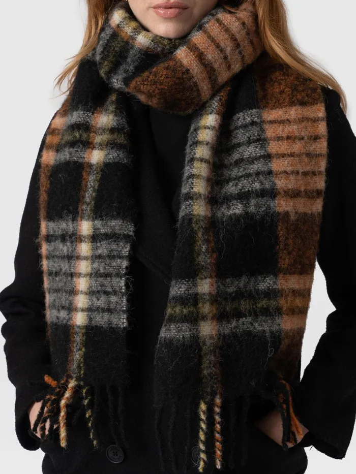Nora Check Scarf 8211 Orange Orange Women Saint And Sofia Scarves and Hats