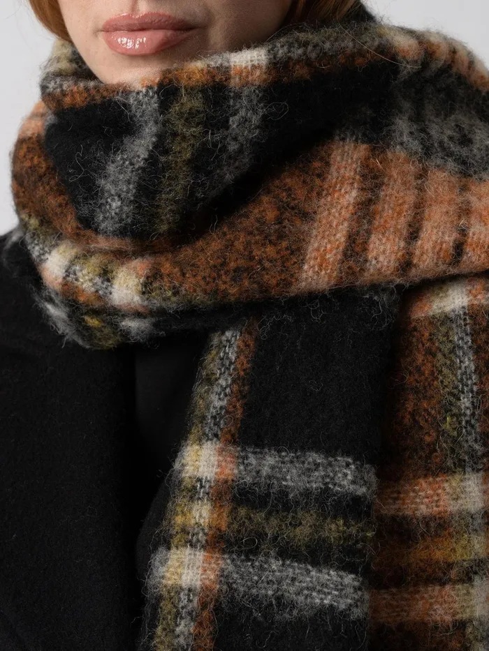 Nora Check Scarf 8211 Orange Orange Women Saint And Sofia Scarves and Hats