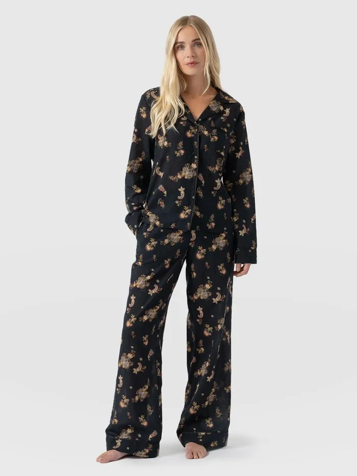Norah Loungewear Set 8211 Black Paisley Black Paisley Women Saint And Sofia Blouses and Shirts Norah Loungewear Set 8211 Black Paisley Black Paisley Women Saint And Sofia Blouses and Shirts