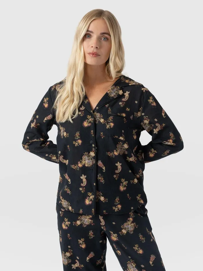 Norah Loungewear Set 8211 Black Paisley Black Paisley Women Saint And Sofia Blouses and Shirts