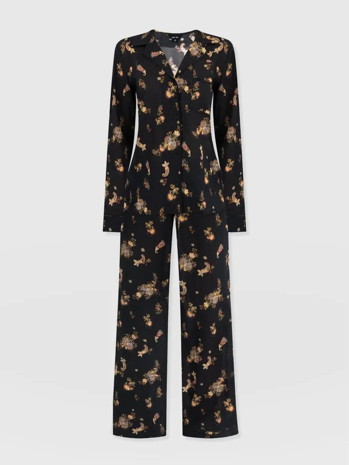 Norah Loungewear Set 8211 Black Paisley Black Paisley Women Saint And Sofia Blouses and Shirts