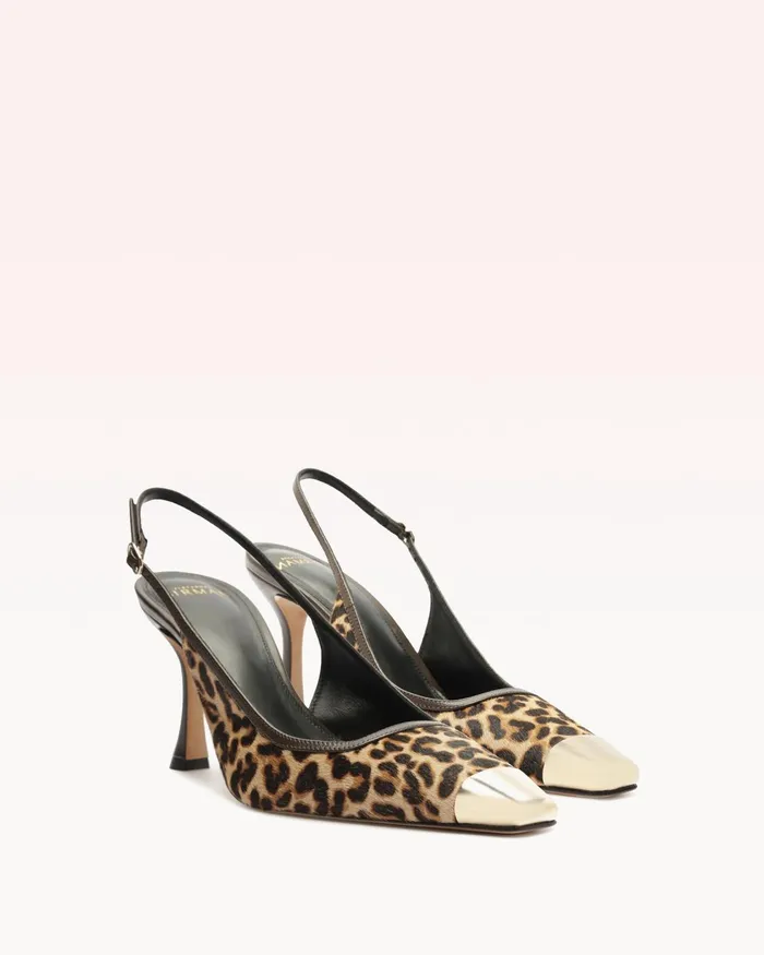 Olivia 85 Leopard Alexandre Birman Slingback Pumps Gold Women Alexandre Birman Pumps