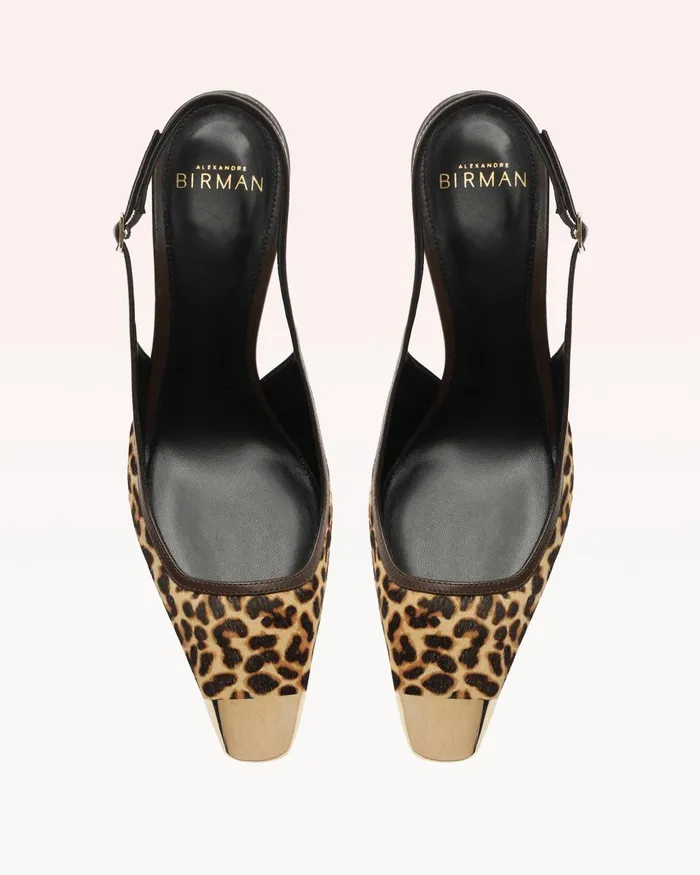 Olivia 85 Leopard Alexandre Birman Slingback Pumps Gold Women Alexandre Birman Pumps