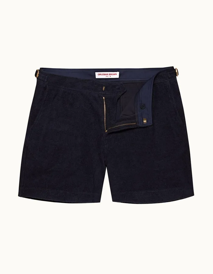 Orlebar Brown Day Shorts Men Bulldog Towelling Night Iris