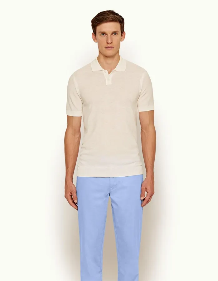 Orlebar Brown Polo Shirts Men Dr No Knitted Polo Ivory