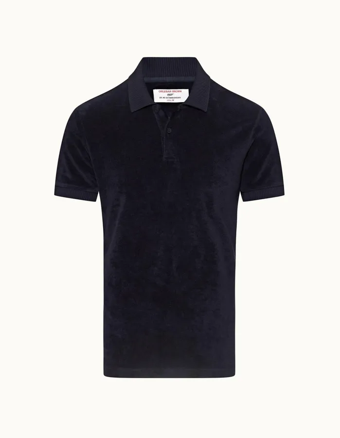 Orlebar Brown Polo Shirts Men Dr No Towelling Polo Midnight Navy