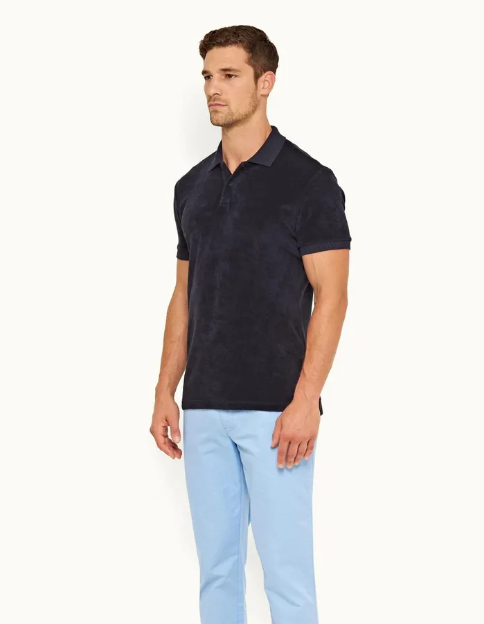 Orlebar Brown Polo Shirts Men Dr No Towelling Polo Midnight Navy