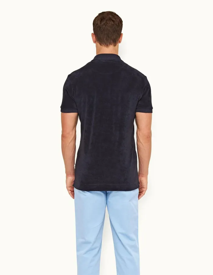 Orlebar Brown Polo Shirts Men Dr No Towelling Polo Midnight Navy