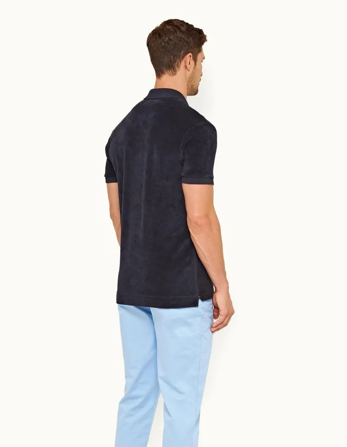 Orlebar Brown Polo Shirts Men Dr No Towelling Polo Midnight Navy