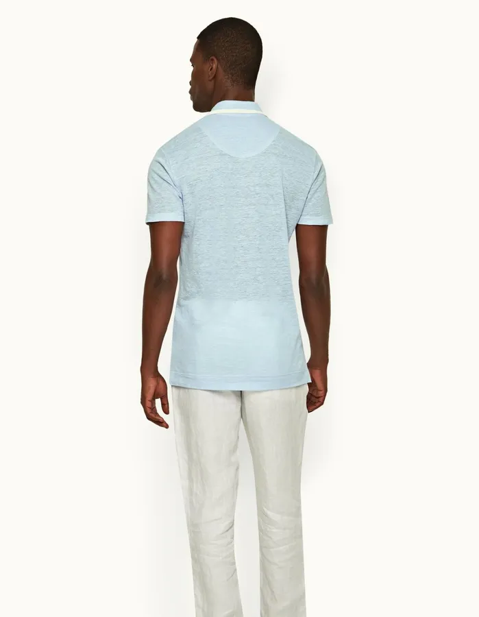 Orlebar Brown Polo Shirts Men Felix Linen Powdered Sky
