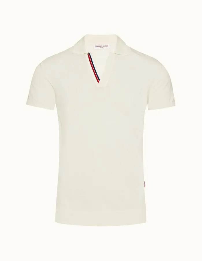 Orlebar Brown Polo Shirts Men Horton Stripe White Sand