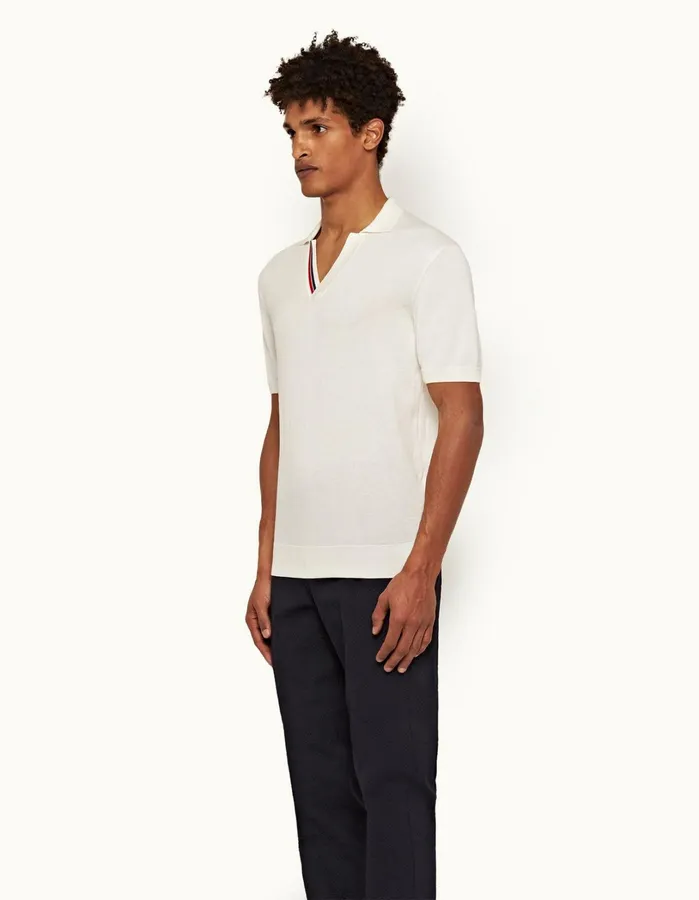 Orlebar Brown Polo Shirts Men Horton Stripe White Sand