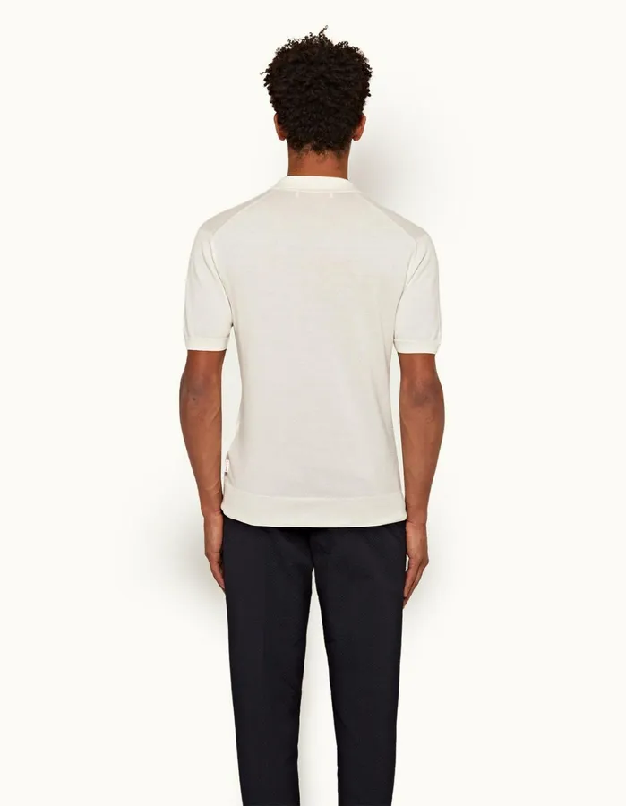 Orlebar Brown Polo Shirts Men Horton Stripe White Sand