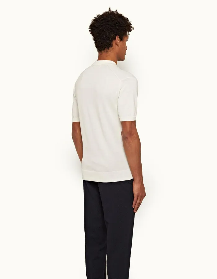 Orlebar Brown Polo Shirts Men Horton Stripe White Sand