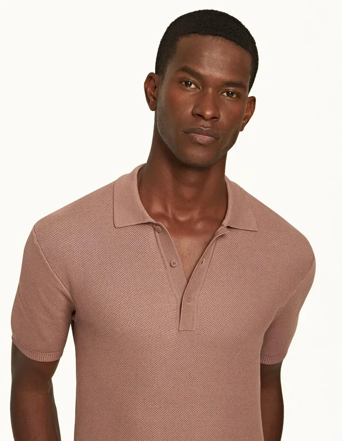 Orlebar Brown Polo Shirts Men Maranon Caramel Pink