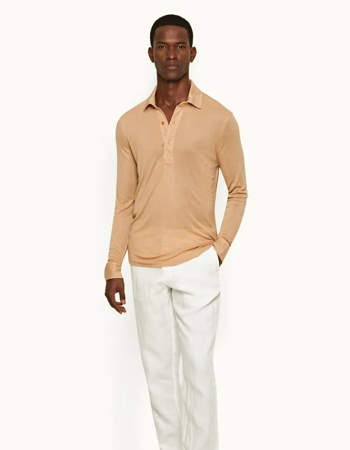 Orlebar Brown Polo Shirts Men Sebastian Cashmere Biscuit
