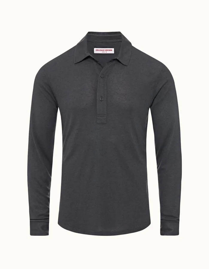 Orlebar Brown Polo Shirts Men Sebastian Cashmere Piranha Grey
