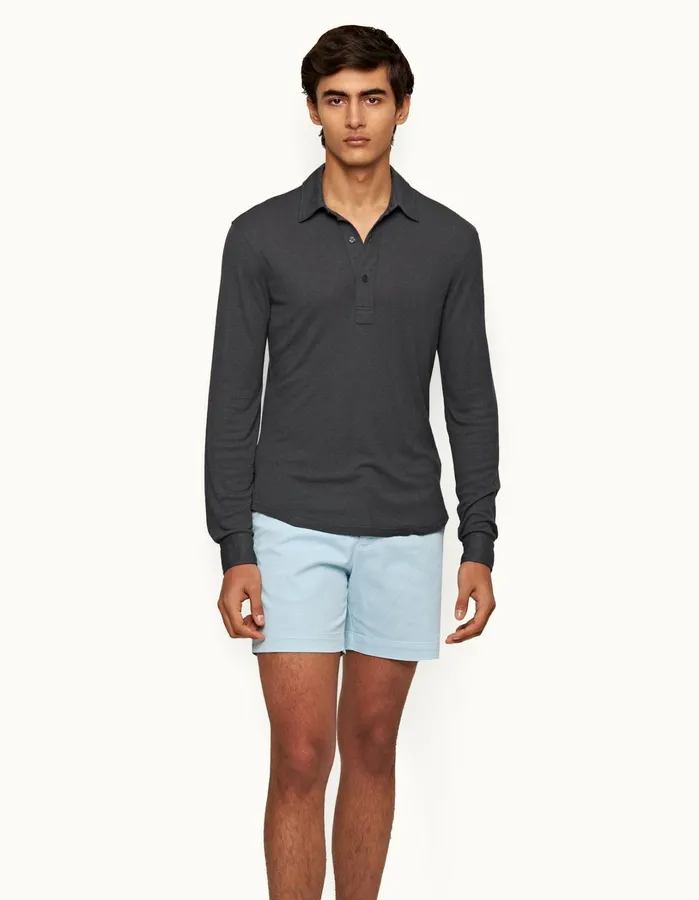 Orlebar Brown Polo Shirts Men Sebastian Cashmere Piranha Grey