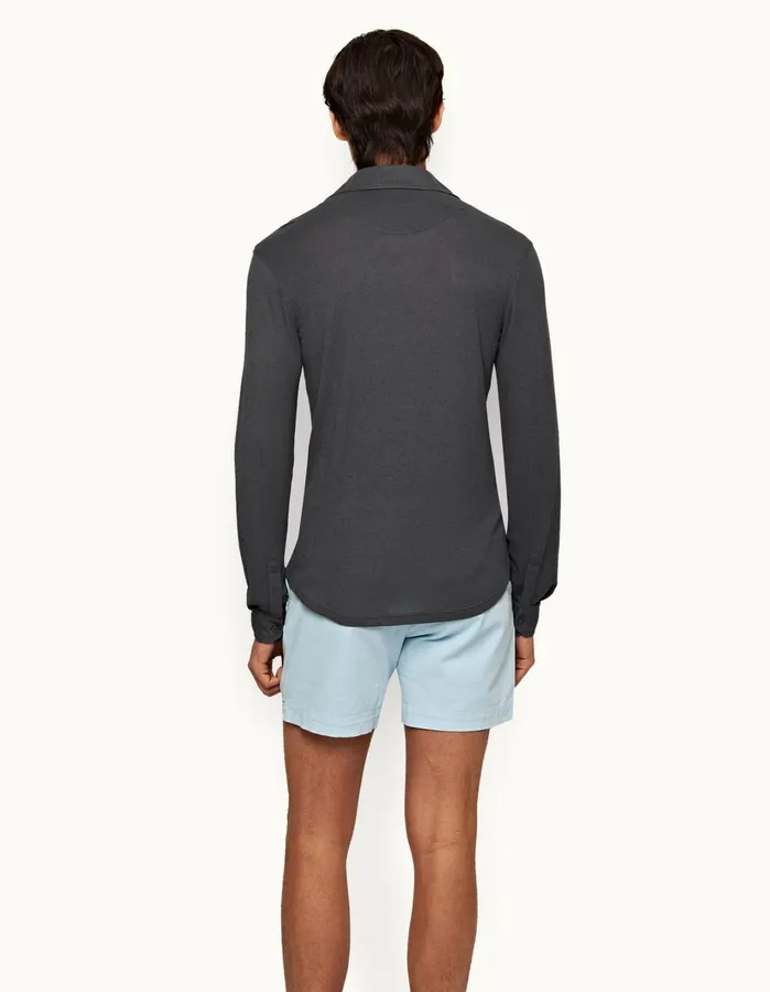 Orlebar Brown Polo Shirts Men Sebastian Cashmere Piranha Grey