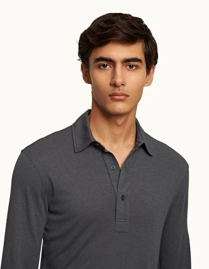 Orlebar Brown Polo Shirts Men Sebastian Cashmere Piranha Grey