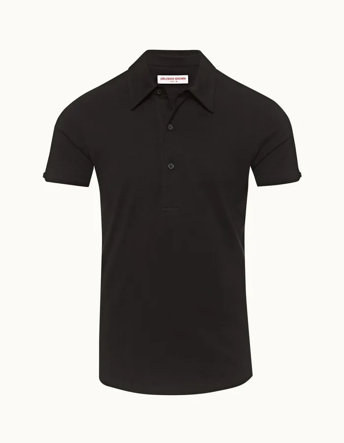 Orlebar Brown Polo Shirts Men Sebastian Cotton Silk Black