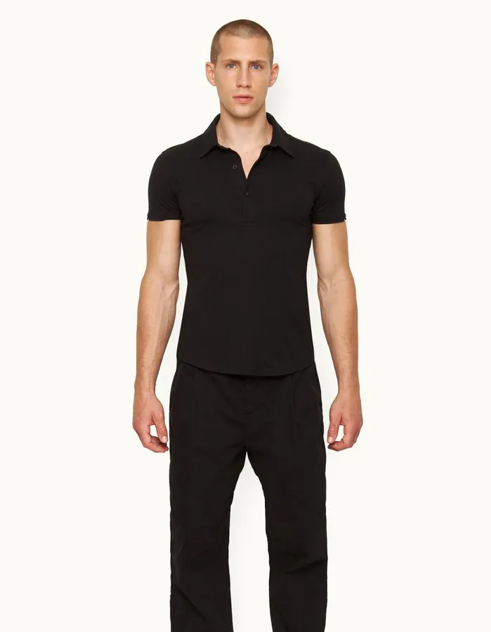 Orlebar Brown Polo Shirts Men Sebastian Cotton Silk Black
