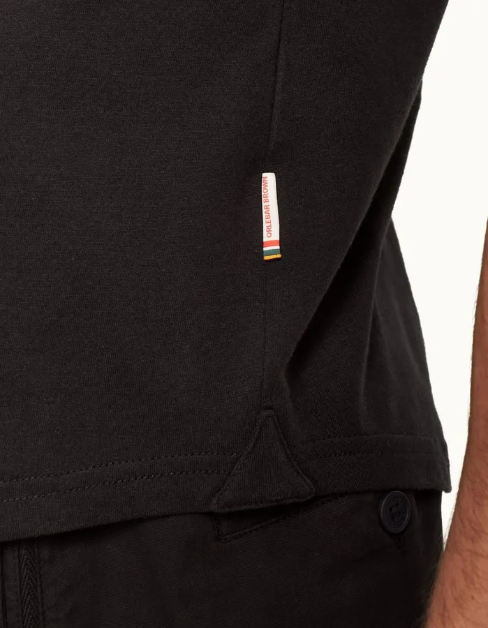 Orlebar Brown Polo Shirts Men Sebastian Cotton Silk Black