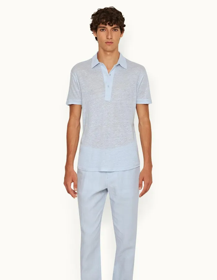 Orlebar Brown Polo Shirts Men Sebastian Linen Hush
