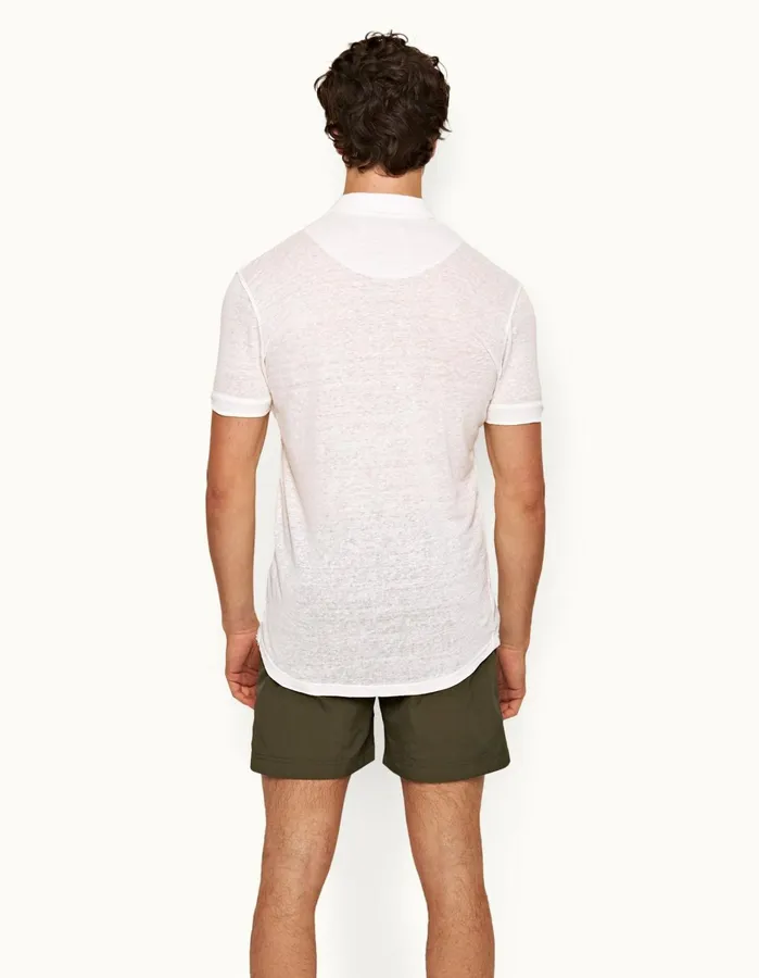 Orlebar Brown Polo Shirts Men Sebastian Linen White Sand