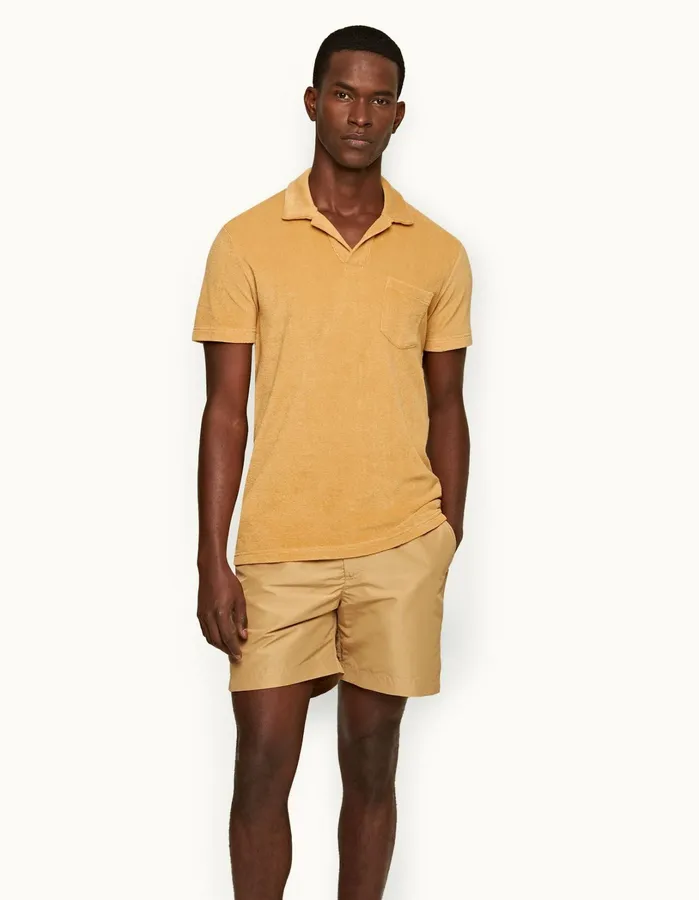Orlebar Brown Polo Shirts Men Terry Towelling Biscuit