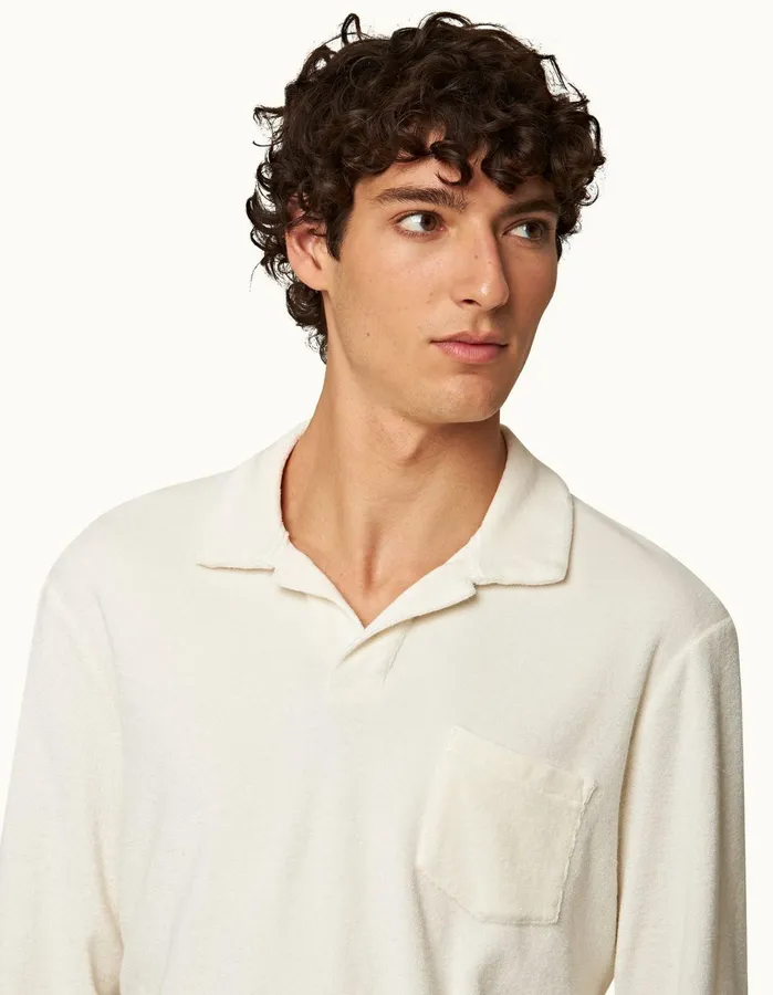 Orlebar Brown Polo Shirts Men Terry Towelling Cashew
